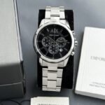 Armani Exchange Chronograph Silver Black Face