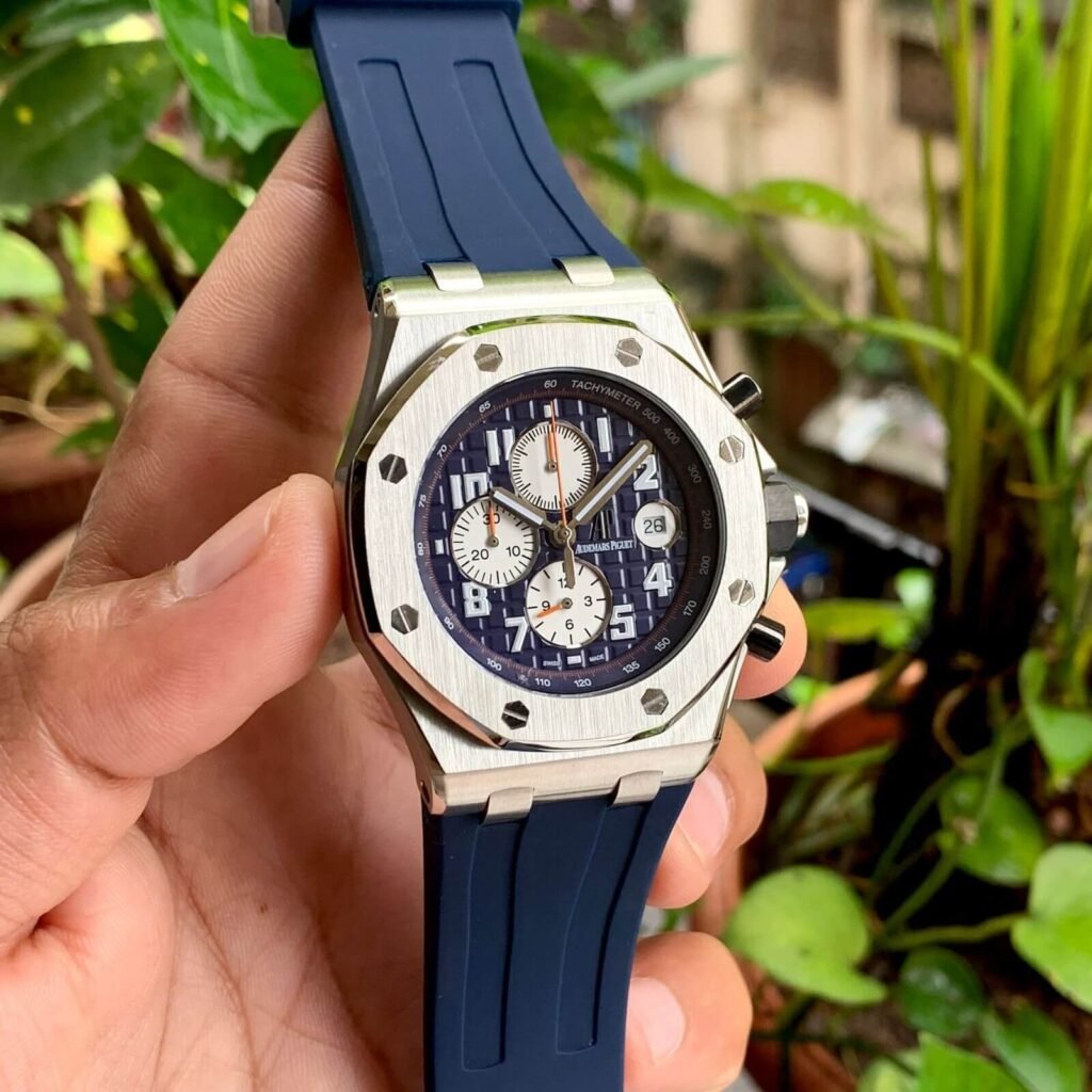 Audemars Piguet Chronograph Silver Blue Steel Quartz