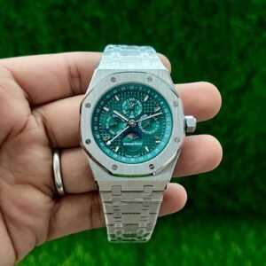 Audemars Piguet Perpetual Calendar Silver Green Dial Watch