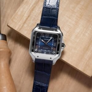 Cartier De Santos Silver Blue Dial Watch