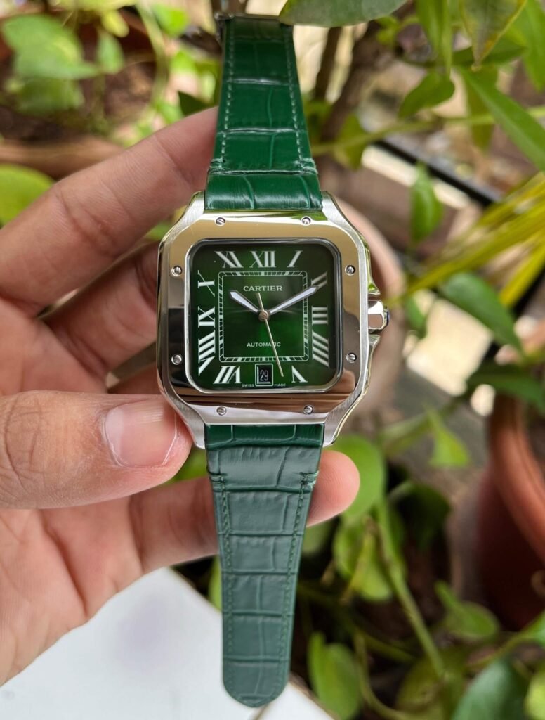 Cartier Dumont Silver Green Silver Watch