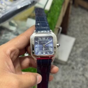 Cartier Santos De Cartier Automatic Blue Leather