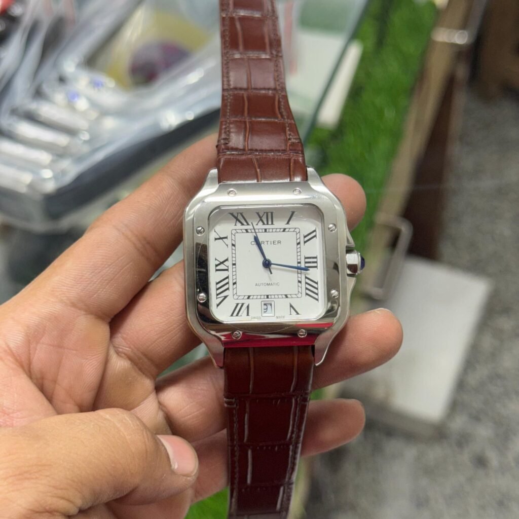 Cartier Santos De Cartier Automatic Brown Leather