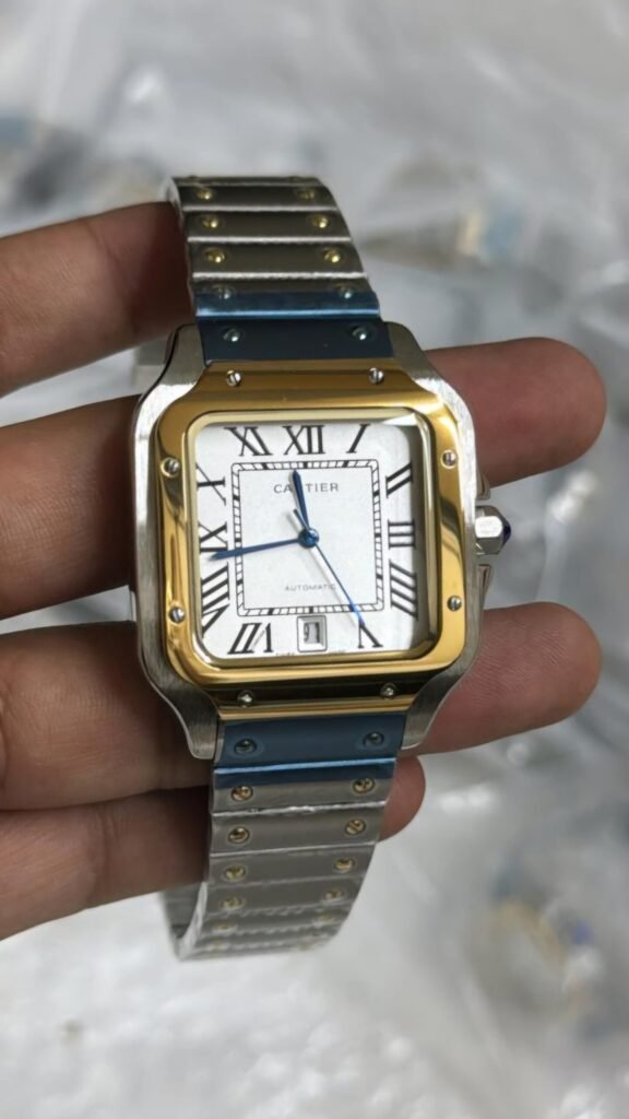 Cartier Santos De Gold Bezel Automatic