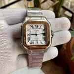 Cartier Santos De Rosegold Bezel White Dial