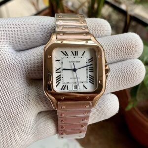 Cartier Santos De Rosegold White Dial