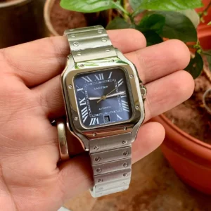 Cartier Santos De Silver Blue 43mm Watch