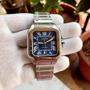 Cartier Santos De Silver Blue Dial