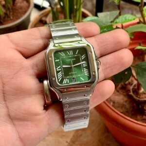 Cartier Santos De Silver Green Dial