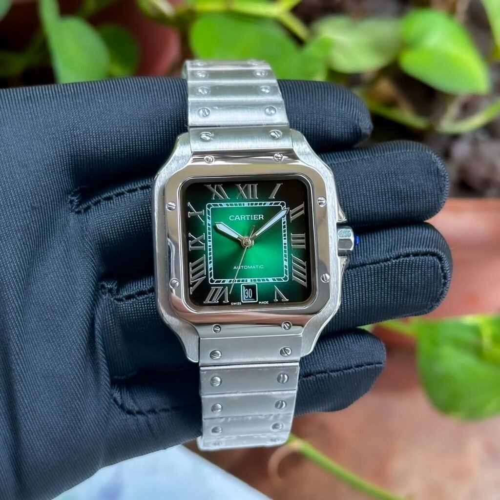 Cartier Santos De Silver Green Dial Automatic