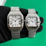 Cartier Santos De Silver White Couple Automatic