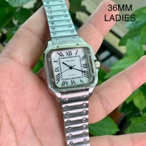 Cartier Santos De Silver White Women 36MM