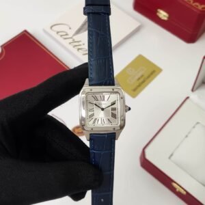 Cartier Santos Dumont Blue Strap White Dial
