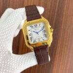 Cartier Santos Leather Strap White Dial