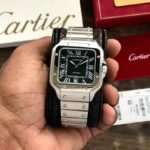 Cartier Santos Silver Black Dial