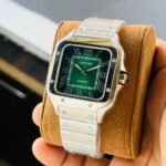 Cartier Santos Silver Green Dial