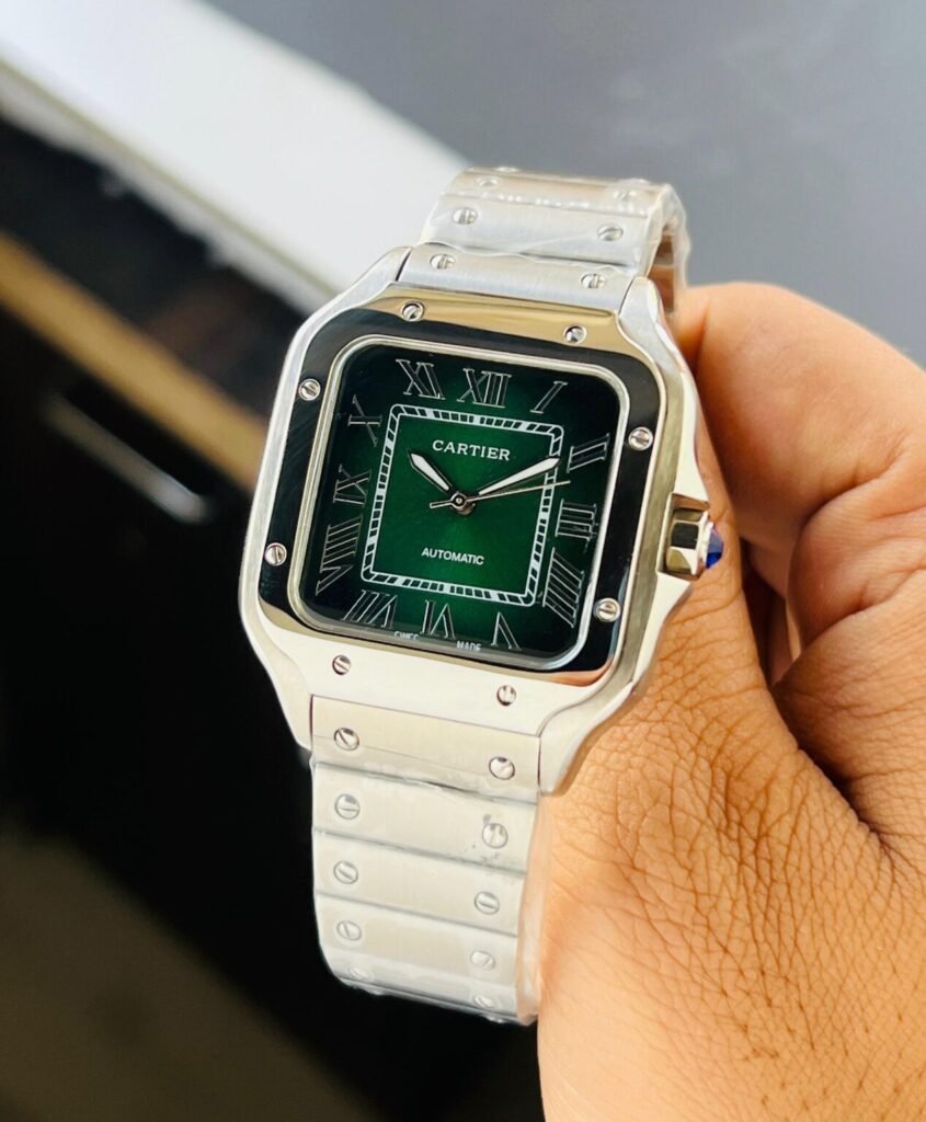 Cartier Santos Silver Green Dial