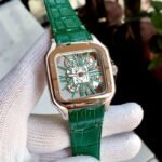 Cartier Santos Skeleton Green Chroco Strap