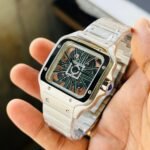 Cartier Santos Skeleton Silver Black Dial