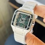 Cartier Santos Skeleton Silver Black Dial