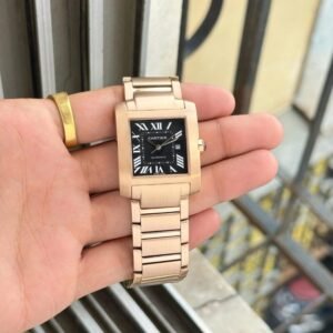 Cartier Tank Francaise Rose Gold Black Dial Watch