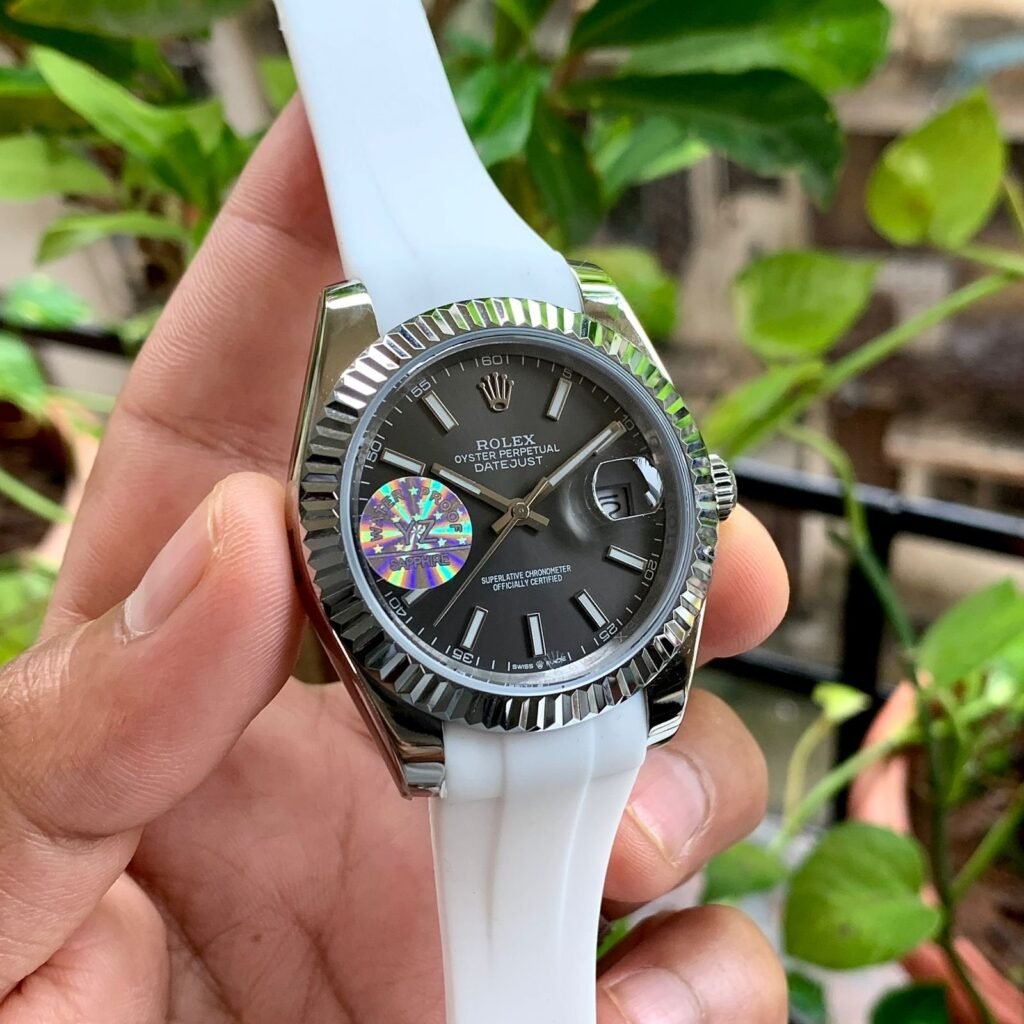 Datejust Automatic Watch With White Strap