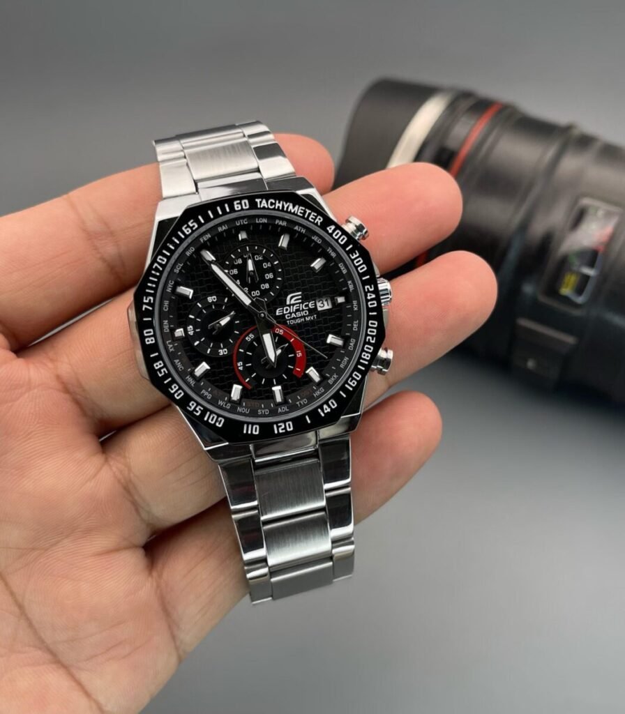 Edifice Quartz Chronograph Silver Black Dial