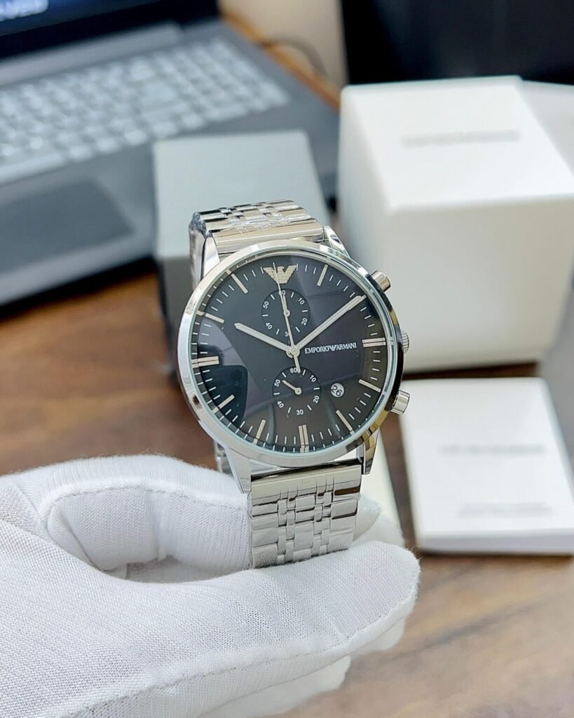 Emporio Armani Ar0389 Silver Black Dial
