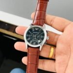 Emporio Armani Black Dial Leather Strap