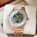 Emporio Armani Skeleton Rosegold White Dial