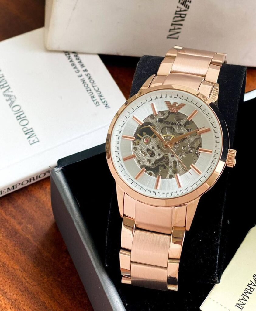 Emporio Armani Skeleton Rosegold White Dial