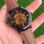 Fossil Brown Skeleton Dial Watch