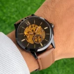Fossil Brown Skeleton Dial Watch