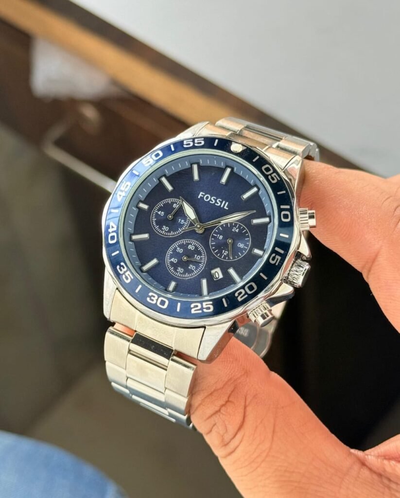Fossil Classic Blue Bezel Chronograph 45mm