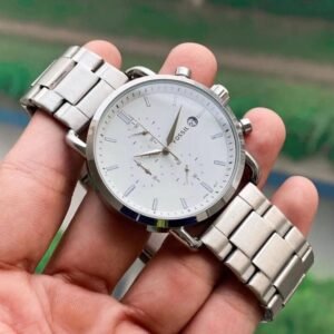 Fossil Commuter Silver Chronograph White