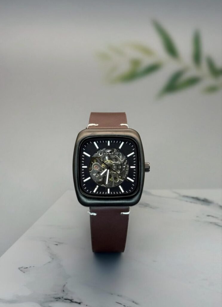 Fossil FSA Square Skeleton Black Dial