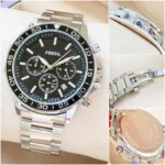 Fossil Grant Silver Black Chronograph