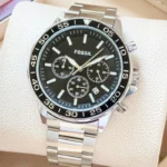 Fossil Grant Silver Black Chronograph