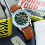 Fossil Heritage Green Skeleton Dial Leather Strap