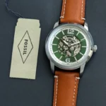 Fossil Heritage Green Skeleton Dial Leather Strap