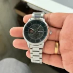 Fossil Heritage Silver Skeleton Black Dial
