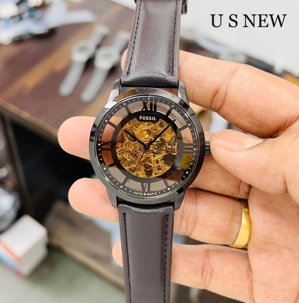 Fossil Townsman Brown Skeleton Dial