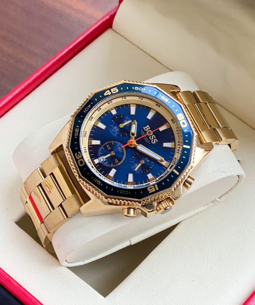 Hugo Boss Chronograph Blue Dial with Gold Accents