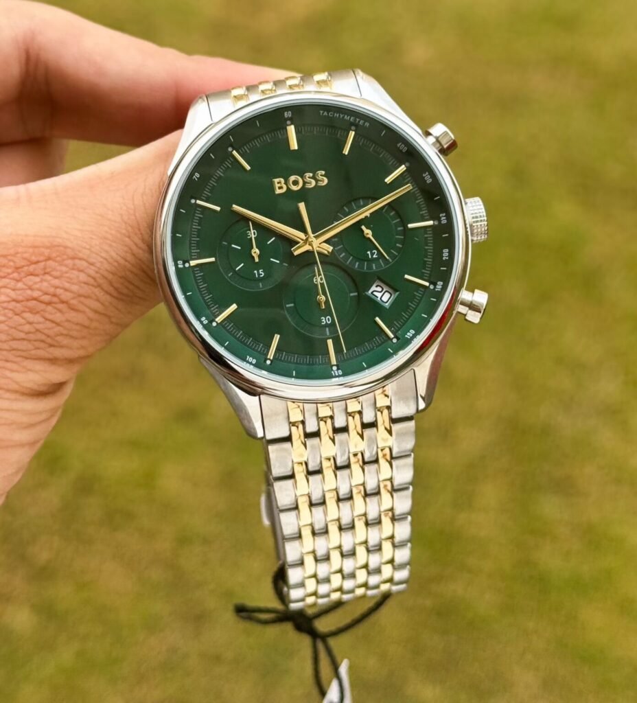 Hugo Boss Silver Green Dial Chronograph