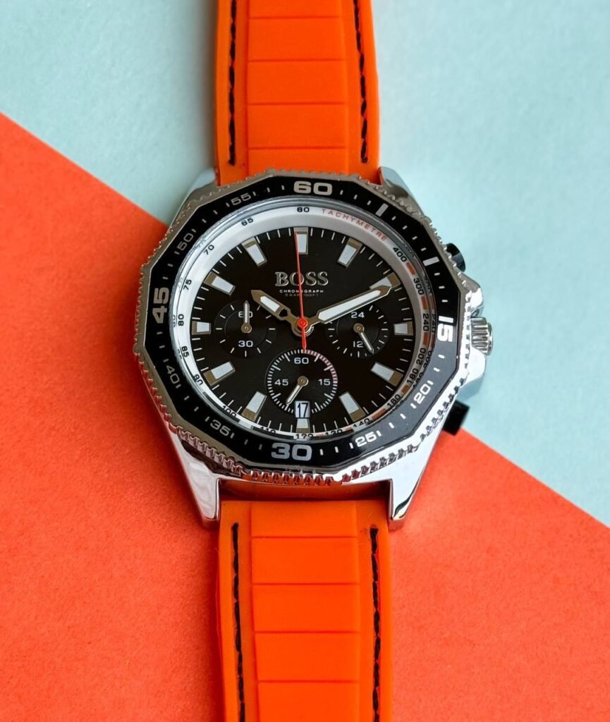 Hugo Boss Sporty Chronograph Silver Black Dial